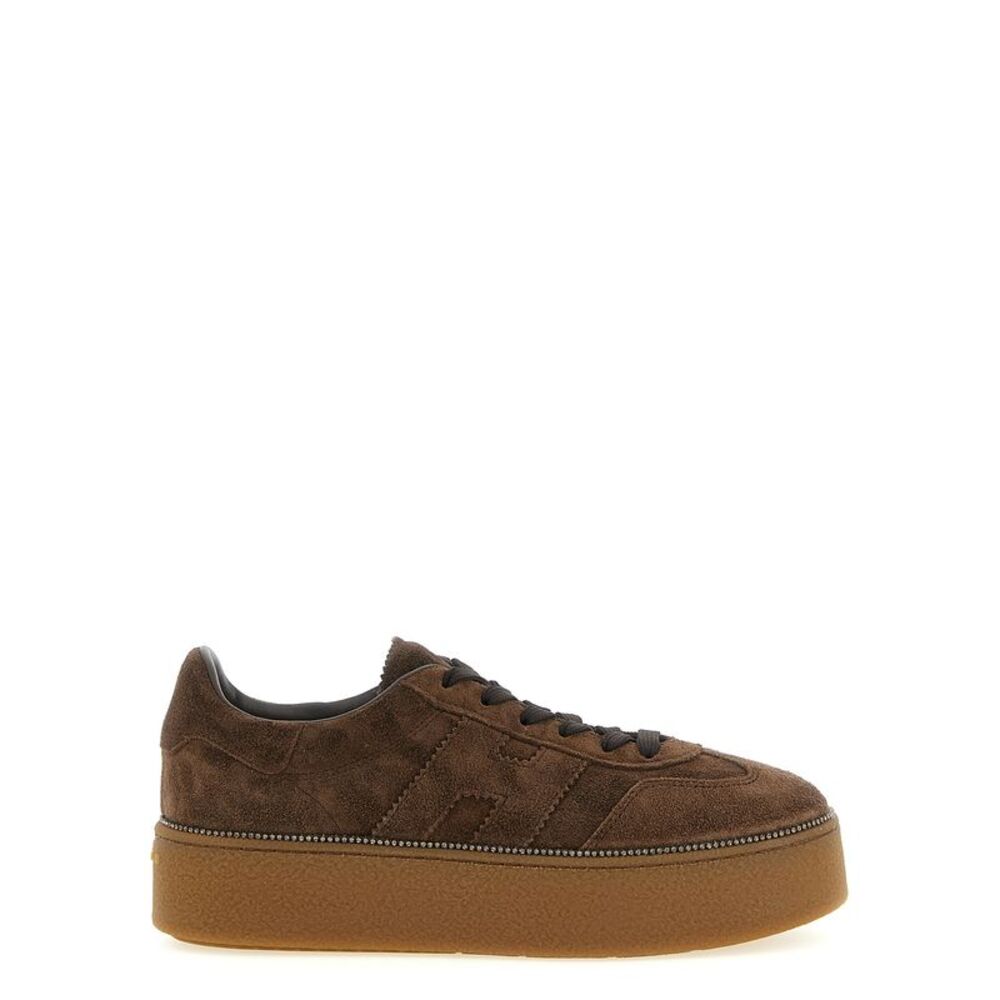 Hogan Brown Calfskin Platform Women's Sneakers
